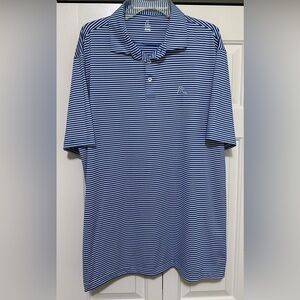 Rhoback Blue White Striped Polyester Mens XXL Performance Polo Shirt